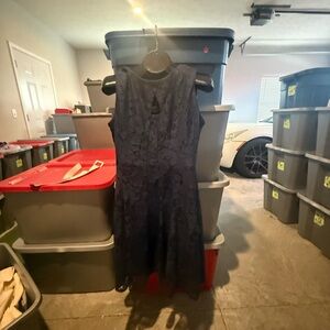 Sleeveless Navy Lace A-Line Dressmp14